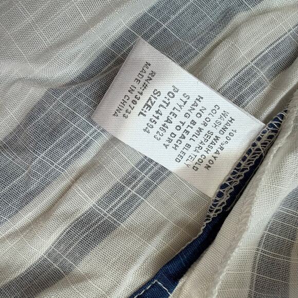 Umgee Blue White Stripe Shirt Dress Large Tie Waist Button Front Midi - Picture 5 of 9